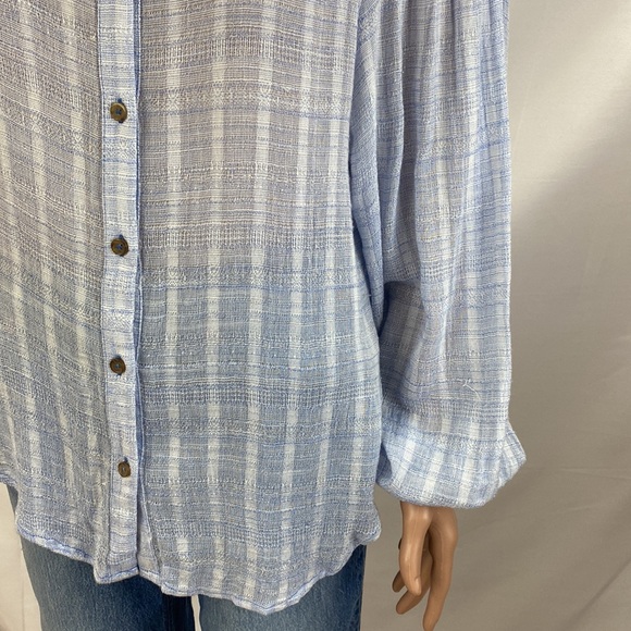 Free People Slouchy Sleeved Cotten Blend Button Down Oversized Shirt SZ S/P - Picture 4 of 16